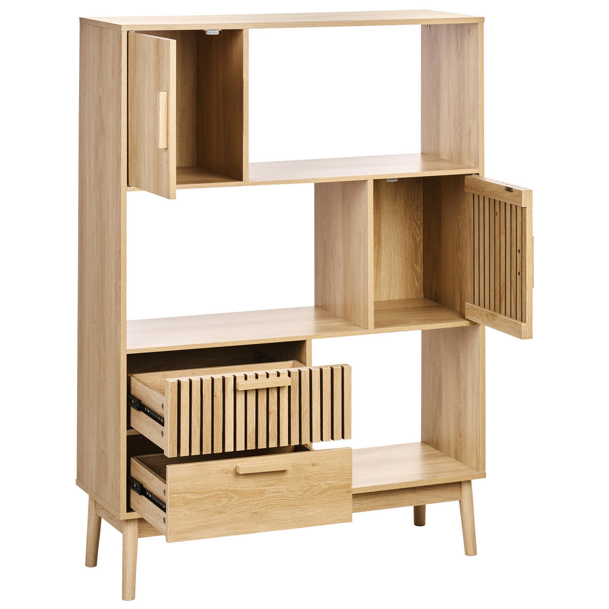REGAL 140 cm Hellbraun Lynwood - Braun, Holzwerkstoff (100/140/35cm) - Beliani