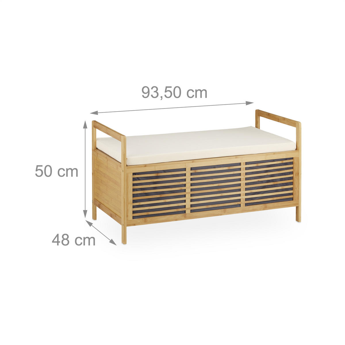 SITZHOCKER - Hellbraun, Holz/Holzwerkstoff (93.5/50/48cm) - Relaxdays