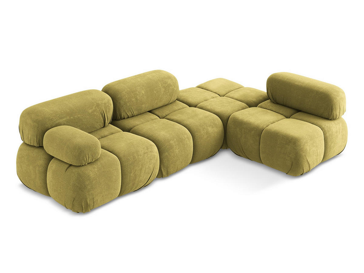 ECKSOFA Rechts Chenille Stoff Grün - Limette/Schwarz, Kunststoff/Textil (285/190cm) - Makamii
