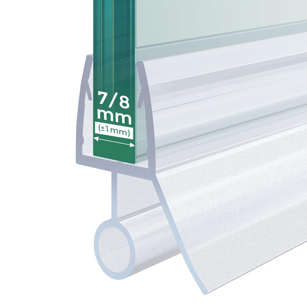 DUSCHDICHTUNG 80 cm für Duschtüren 7–8 mm transparent zuschneidbar - Transparent, Kunststoff (80/2.2cm) - S'AFIELINA