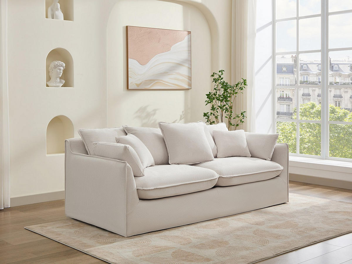 SOFA 3-Sitzer - Stoff - Beige - CABORNI - Beige, Textil (213/79/103cm) - Vente-Unique