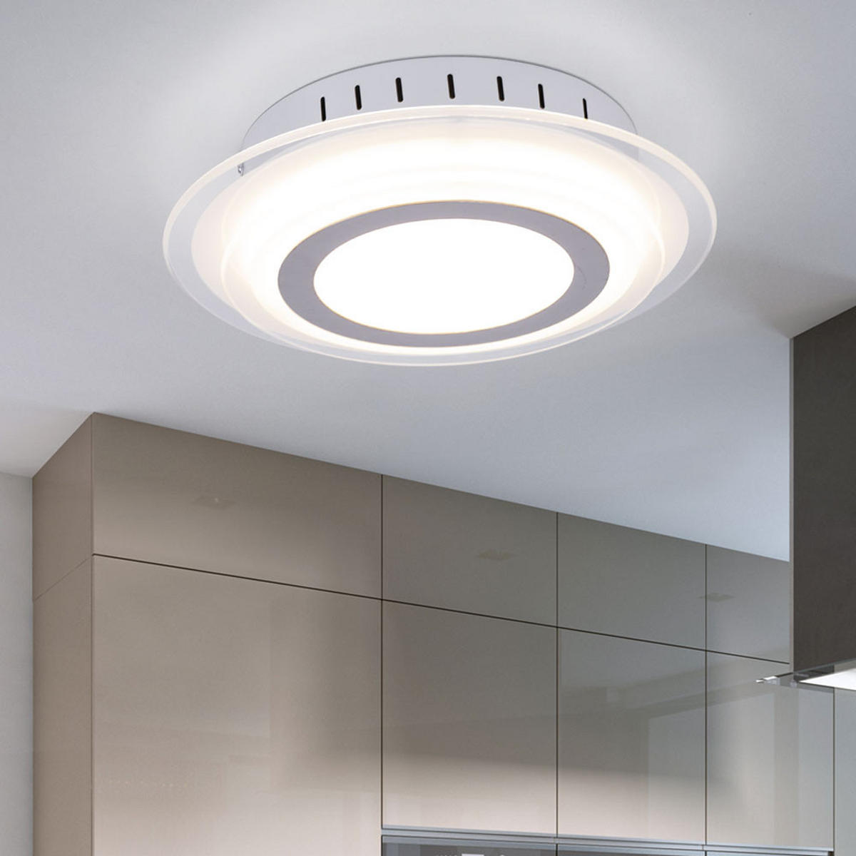 LED DECKENLEUCHTE Glas Silber rund 2er Set - Silberfarben, Glas (30/30/7.2cm)