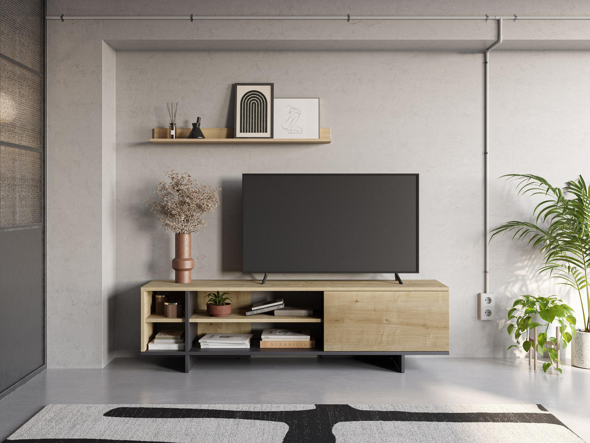 TV-STÄNDER Cequoia Schwarz 160/35.6/44 cm - Schwarz, Holz (35.6/44/160cm)