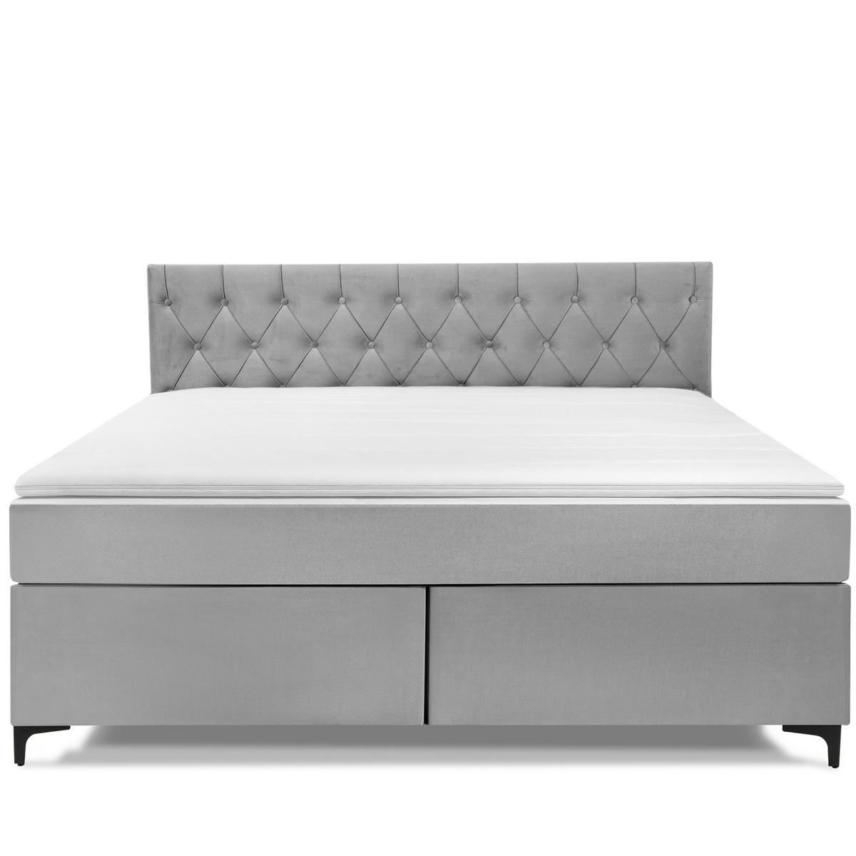 POLSTERBETT ARDEA, Hellgrau - Hellgrau/Schwarz, Holz/Holzwerkstoff (180/200cm) - KONSIMO®