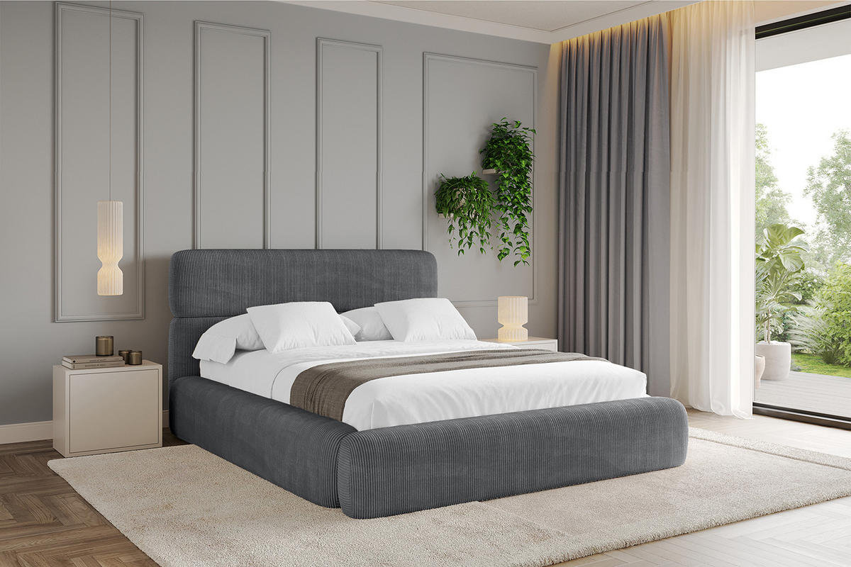 POLSTERBETT mit Bettkasten und Lattenrost, Boxbett ohne Matratze - ENORA 120x200 Dunkelgrau - Anthrazit, Holzwerkstoff/Textil (120/200cm) - ALTDECOR