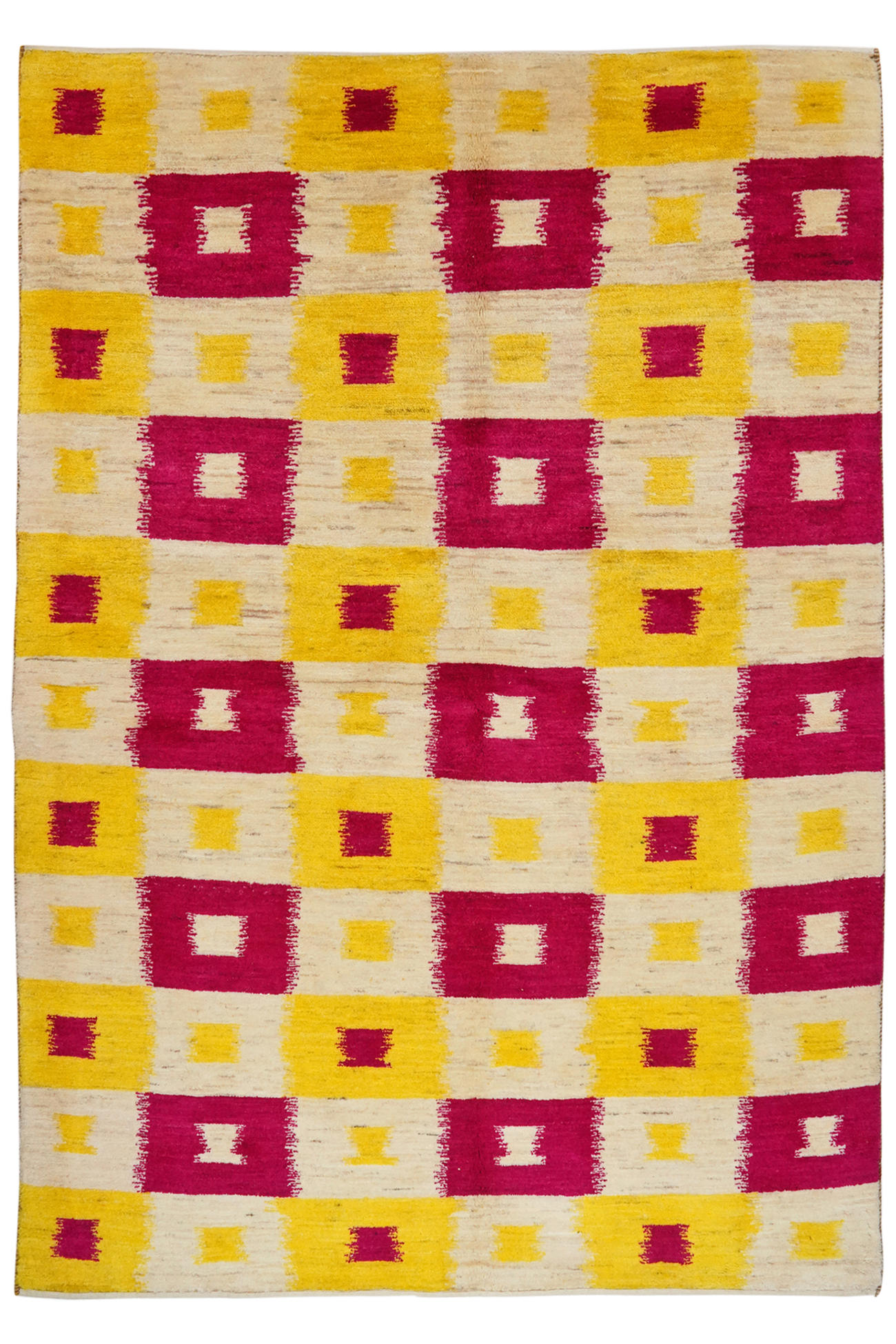 TEPPICH Rizbaf Gelb 207/144 cm Schurwolle - Gelb, Textil (144/207cm) - Looma