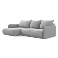 ECKSOFA mit Schlaffunktion Samt Stoff Grau - Schwarz/Grau, Kunststoff/Textil (148/240cm) - Makamii