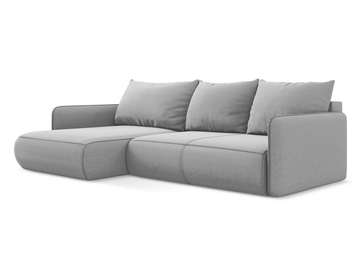 ECKSOFA mit Schlaffunktion Samt Stoff Grau - Schwarz/Grau, Kunststoff/Textil (148/240cm) - Makamii