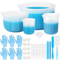 MESSBECHER Set 4-teilig Silikon mit Zubehör - Blau, Kunststoff (1L)
