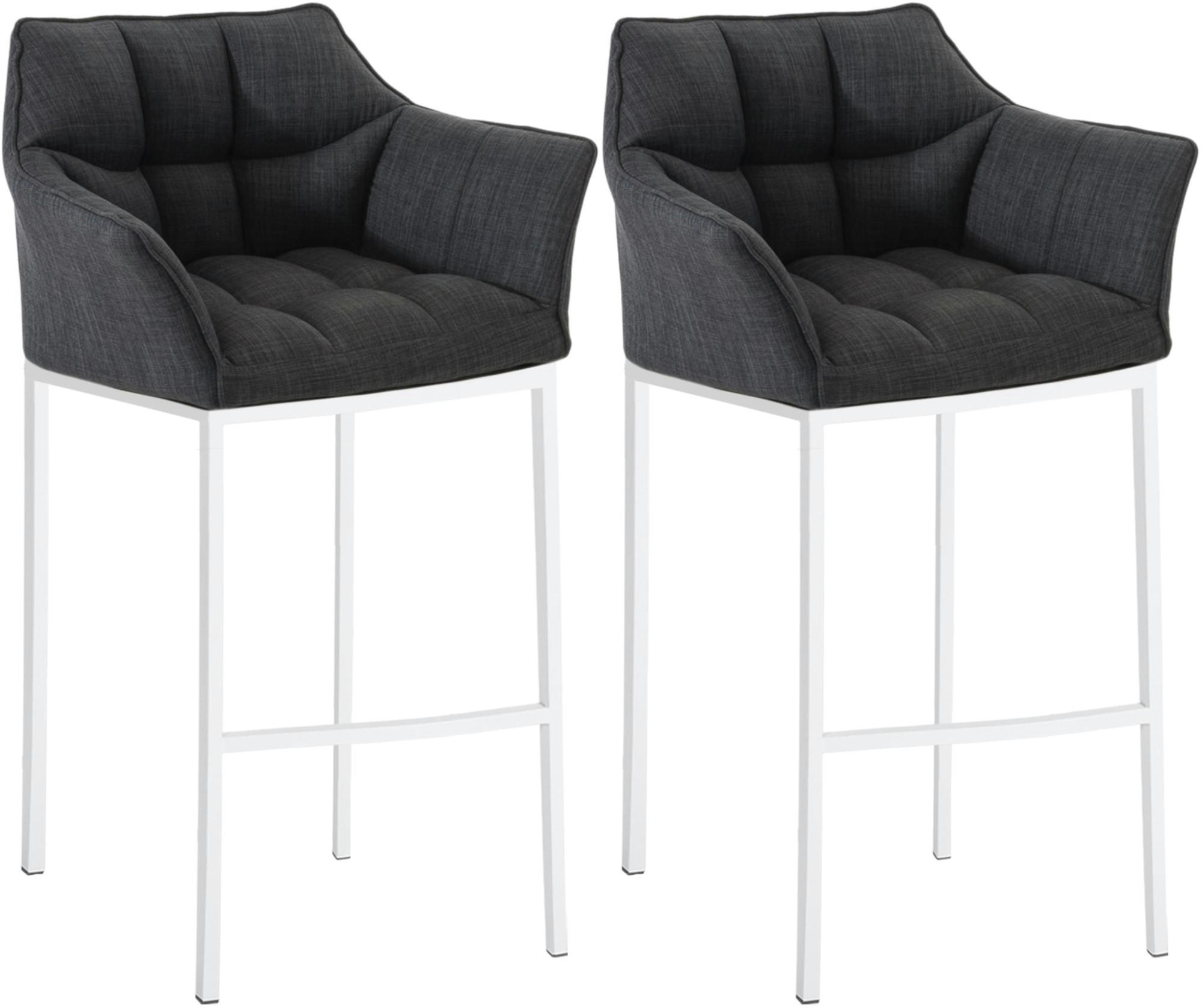 BARHOCKER 2er Set Stoff Dunkelgrau - Dunkelgrau/Weiß, Textil/Metall (64/110/48cm) - CLP