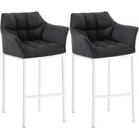 BARHOCKER 2er Set Stoff Dunkelgrau - Dunkelgrau/Weiß, Textil/Metall (64/110/48cm) - CLP