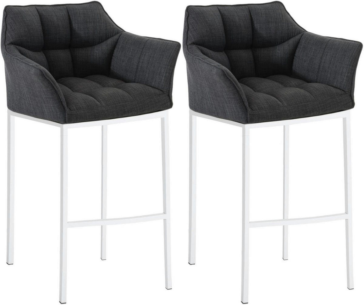 BARHOCKER 2er Set Stoff Dunkelgrau - Dunkelgrau/Weiß, Textil/Metall (64/110/48cm) - CLP