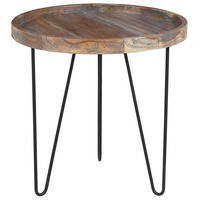 BEISTELLTISCH Holz dunkelbraun 50 cm Bondiss - Dunkelbraun/Schwarz, Holz (50/50/50cm) - Beliani