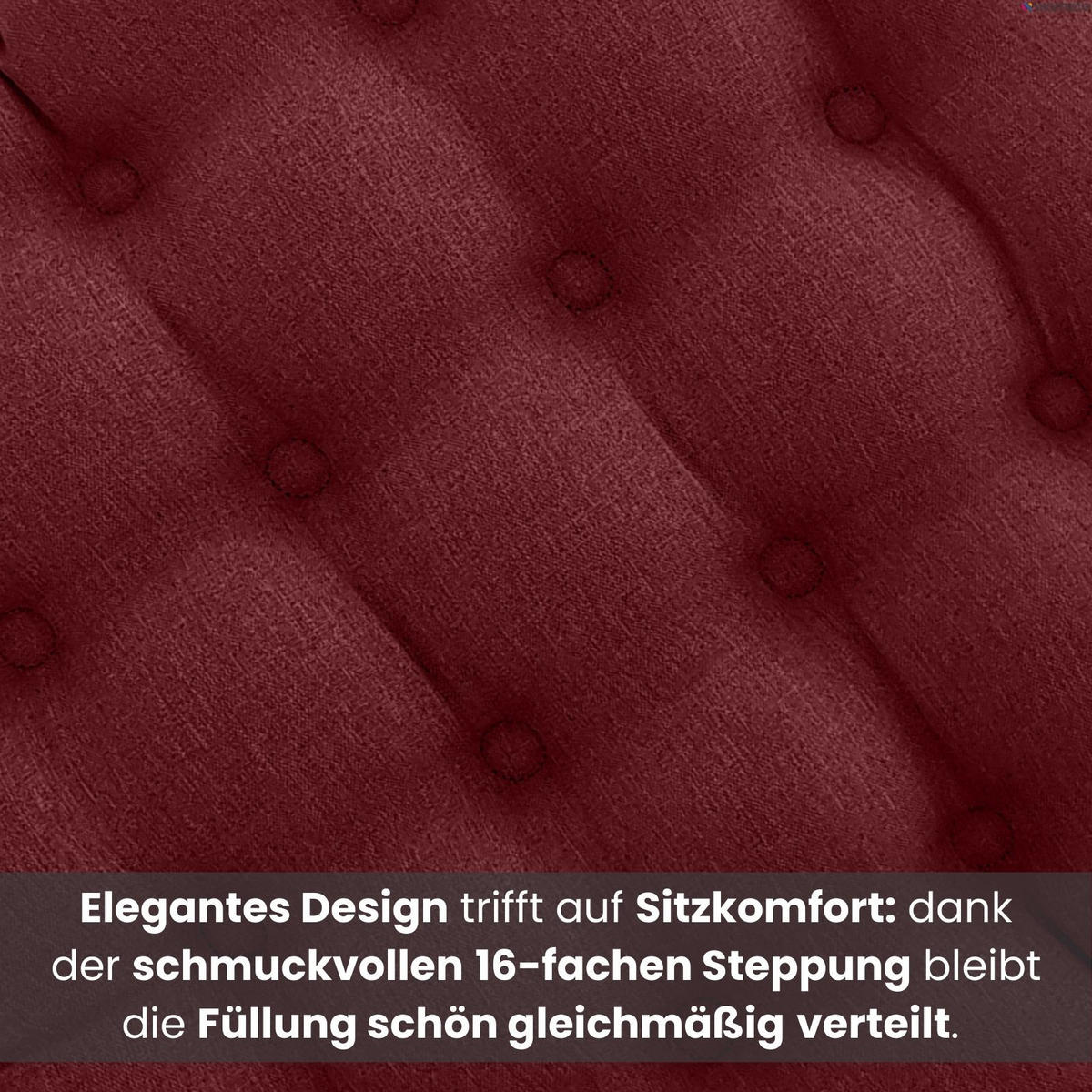 SITZKISSEN 16-Punkt dunkelrot 40/40 cm mit Steppung und Halte-Bändern - Bordeaux, Textil (40/40/4cm) - wometo