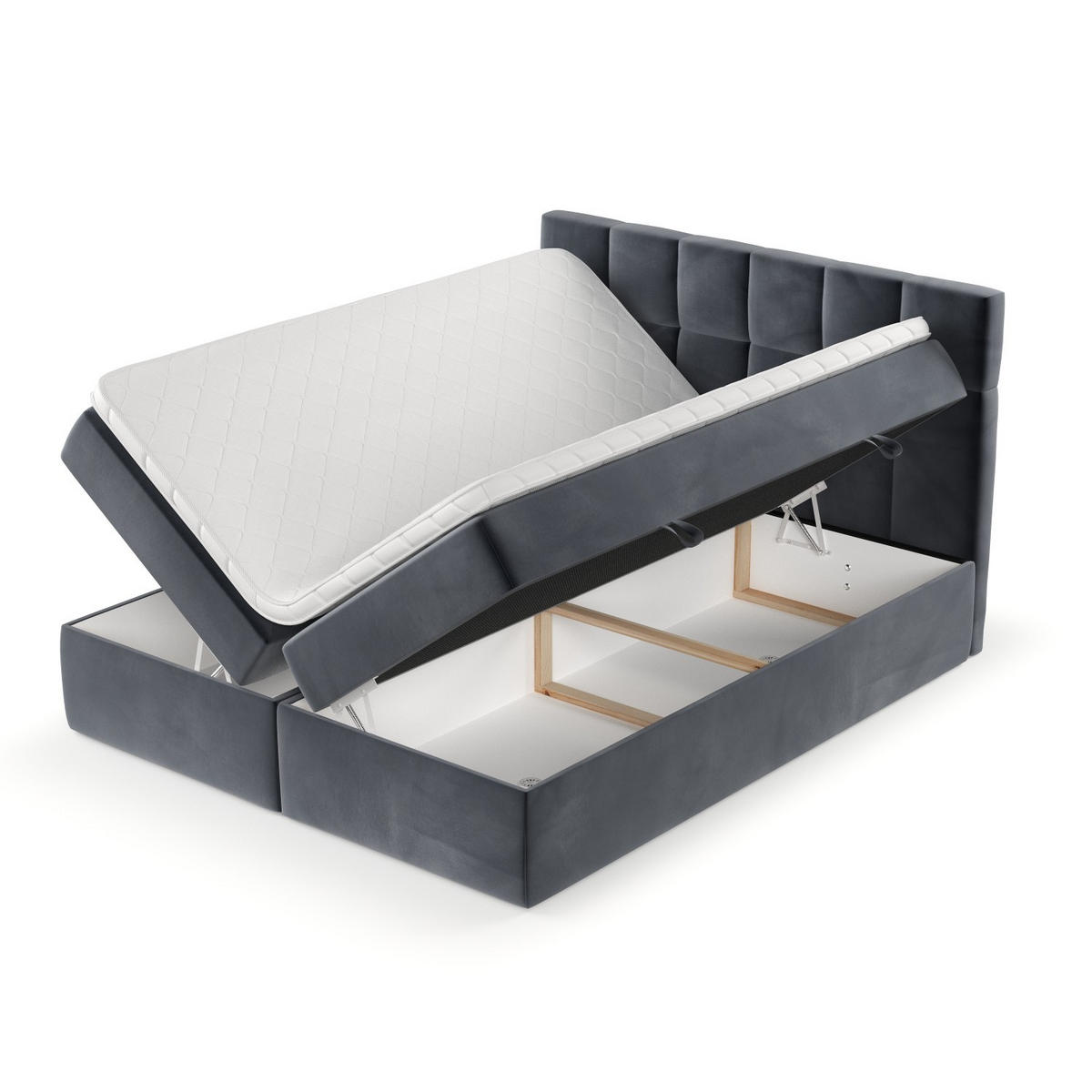 POSTEL BOXSPRING VARENO 180/200 Tmavě šedá - černá/tmavě šedá, kov/dřevo (180/200cm) - AltaBeds
