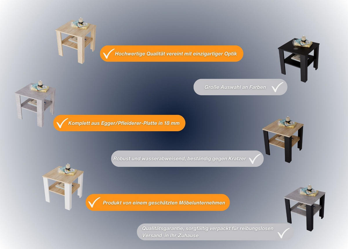 COUCHTISCH Lara53 53/47/53 - Weiß, Holzwerkstoff (53/53/47cm) - RAUMHIRSCH FURNITURE