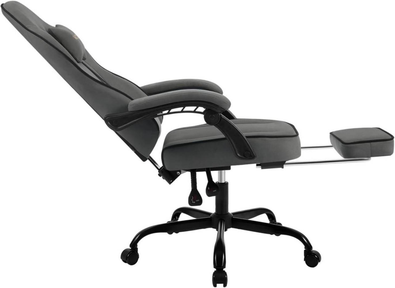 GAMINGSTUHL Drehstuhl, Tech-Stoff, Grau - Schwarz/Grau, Kunststoff/Textil (63.5/117.5/60cm) - Woltu