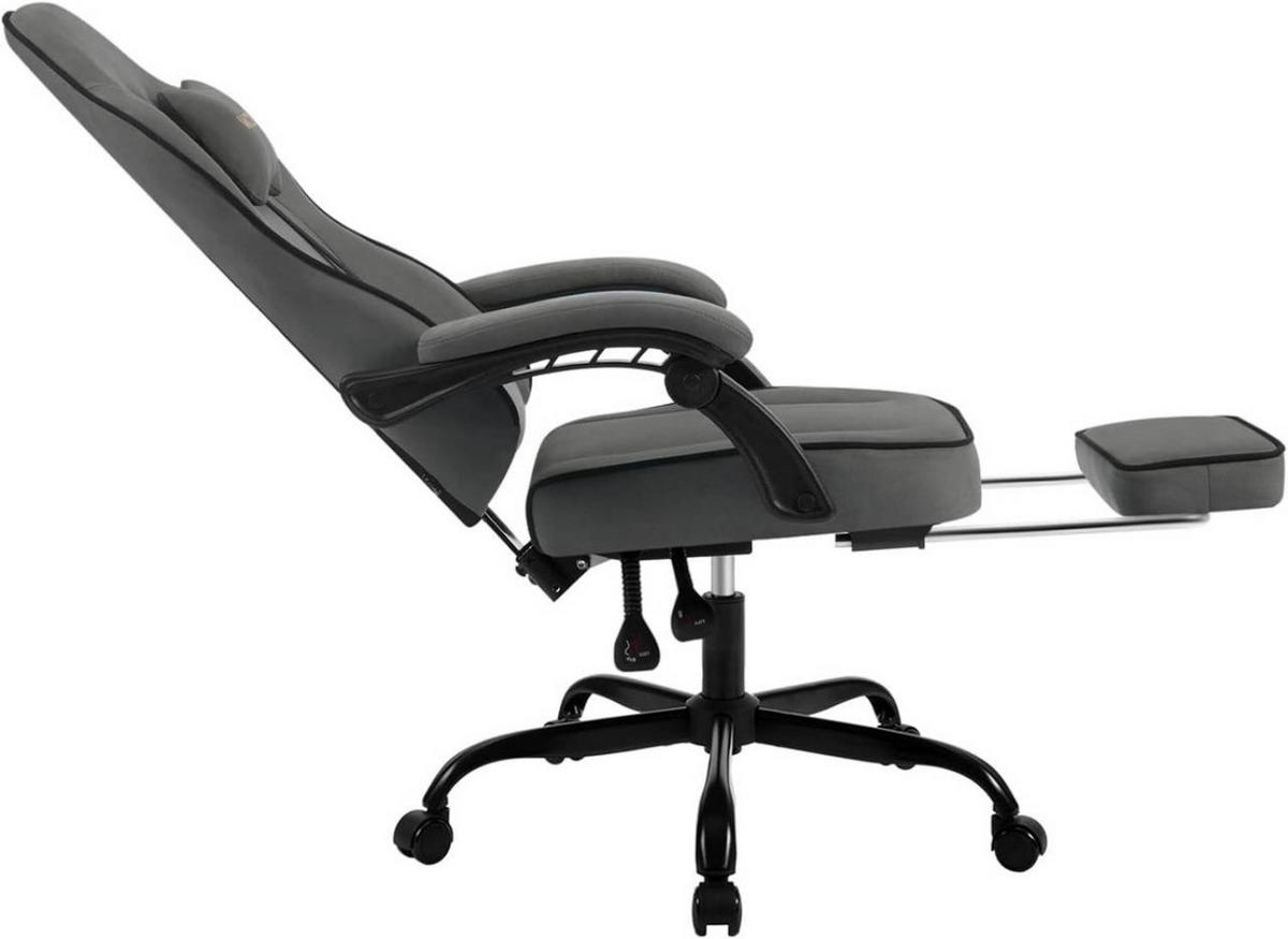 GAMINGSTUHL Drehstuhl, Tech-Stoff, Grau - Schwarz/Grau, Kunststoff/Textil (63.5/117.5/60cm) - Woltu