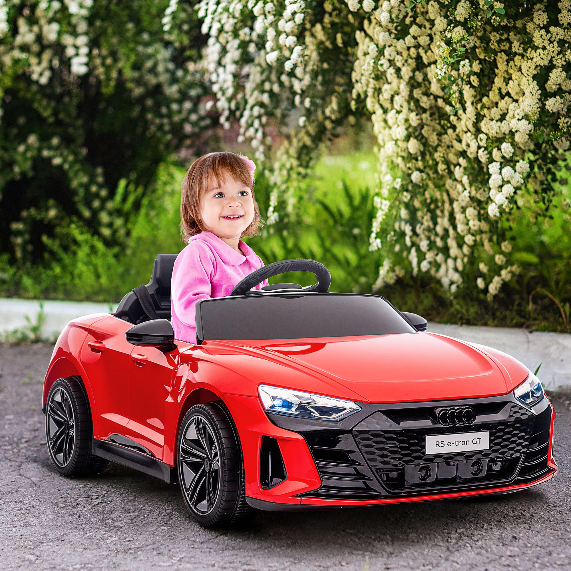 KINDER ELEKTROAUTO, Schwarz/Rot/Weiß, Kunststoff+ Eisen - Rot, Metall (103/58/41cm) - HOMCOM
