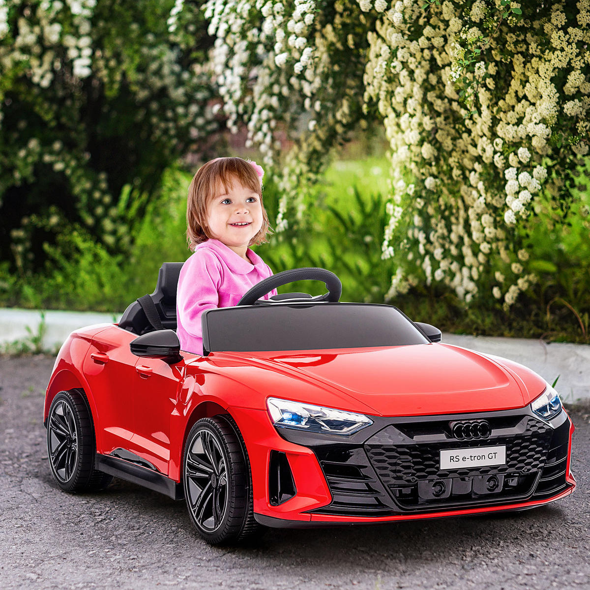 KINDER ELEKTROAUTO, Schwarz/Rot/Weiß, Kunststoff+ Eisen - Rot, Metall (103/58/41cm) - HOMCOM