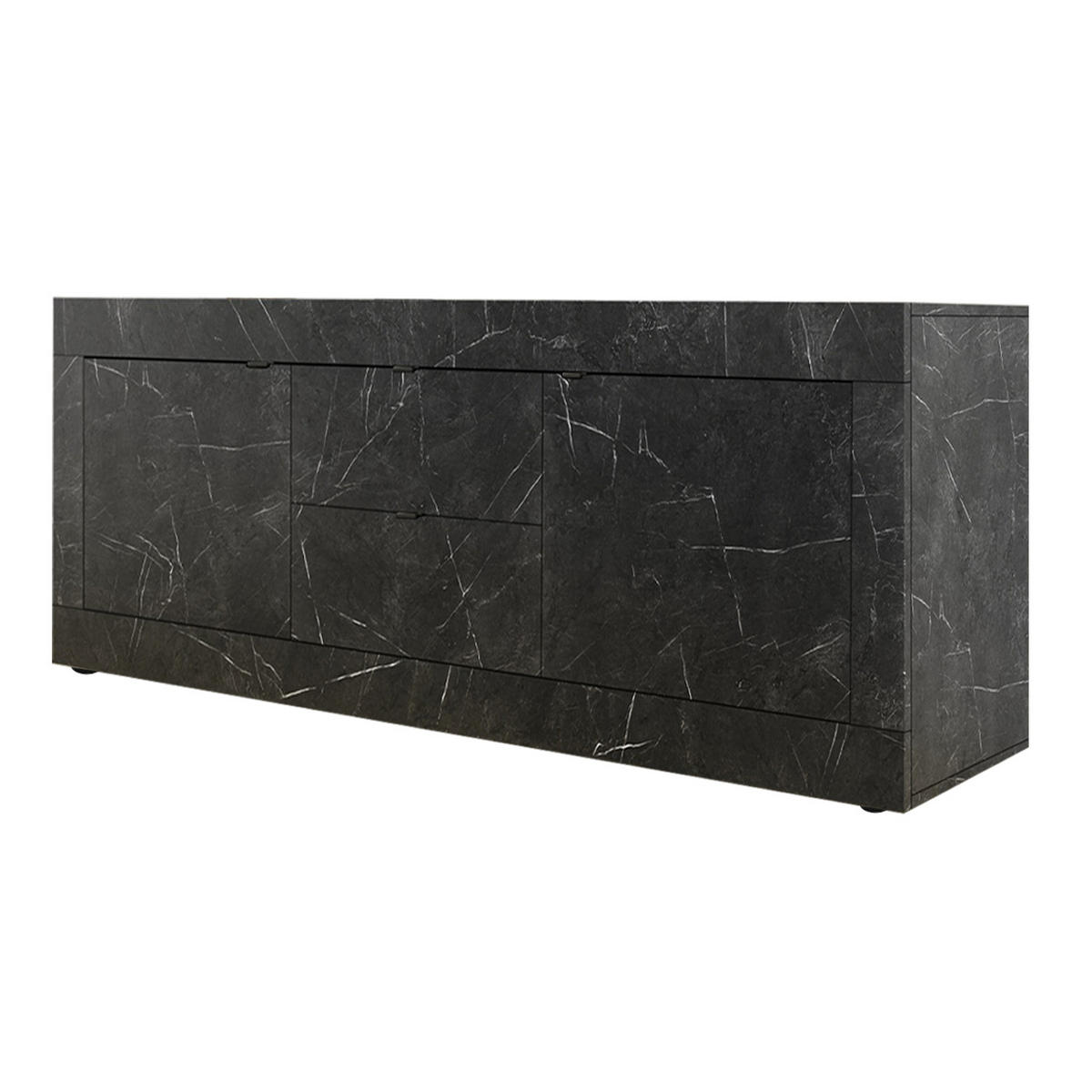 BUFFETSCHRANK mit 2 Türen und 2 Schubladen Itinial - L210 cm - Schwarz, Holzwerkstoff (43/65/210cm) - Calicosy