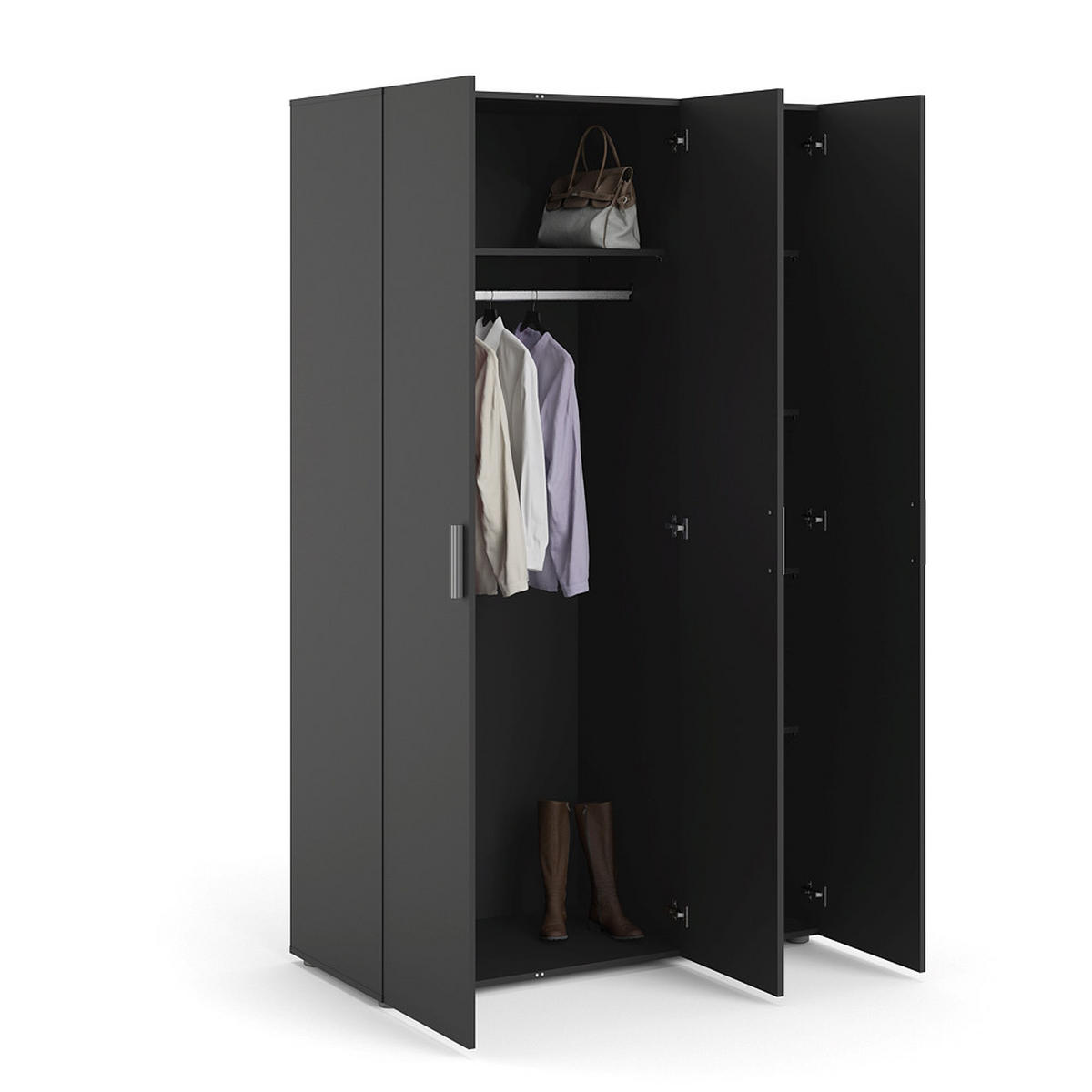KLEIDERSCHRANK mattschwarz - Schwarz, Holzwerkstoff (118/201/50cm) - ebuy24