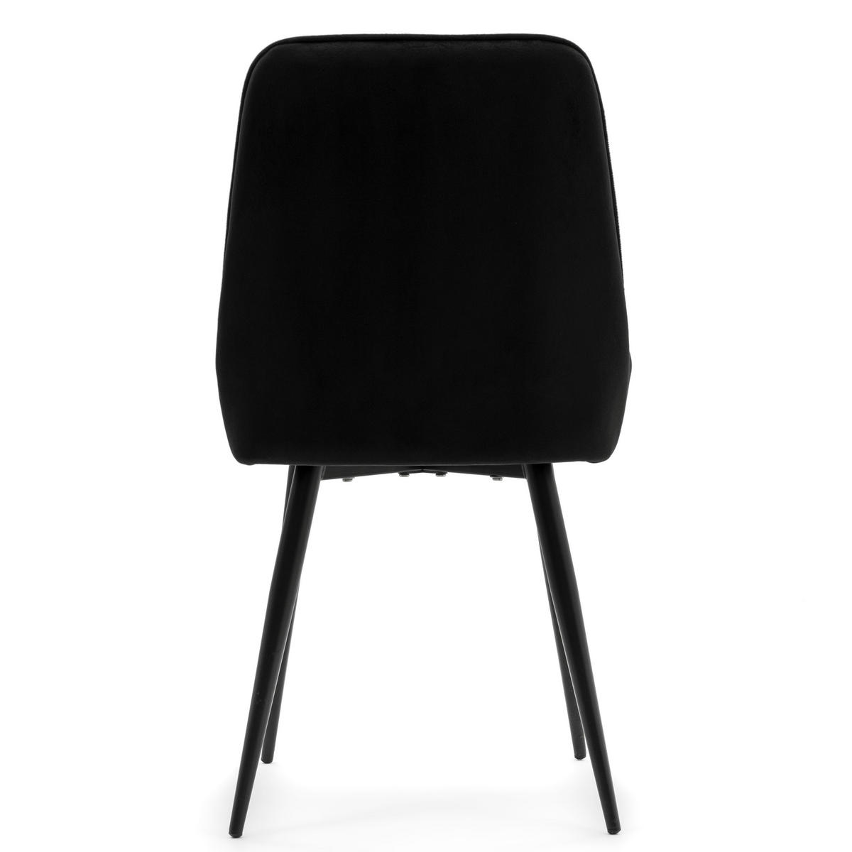 STUHL LUCA gepolstert mit Steppung - schwarz schwarze Beine - Samt Velours - Schwarz, Textil/Metall (51/88/50cm) - NEW HOME