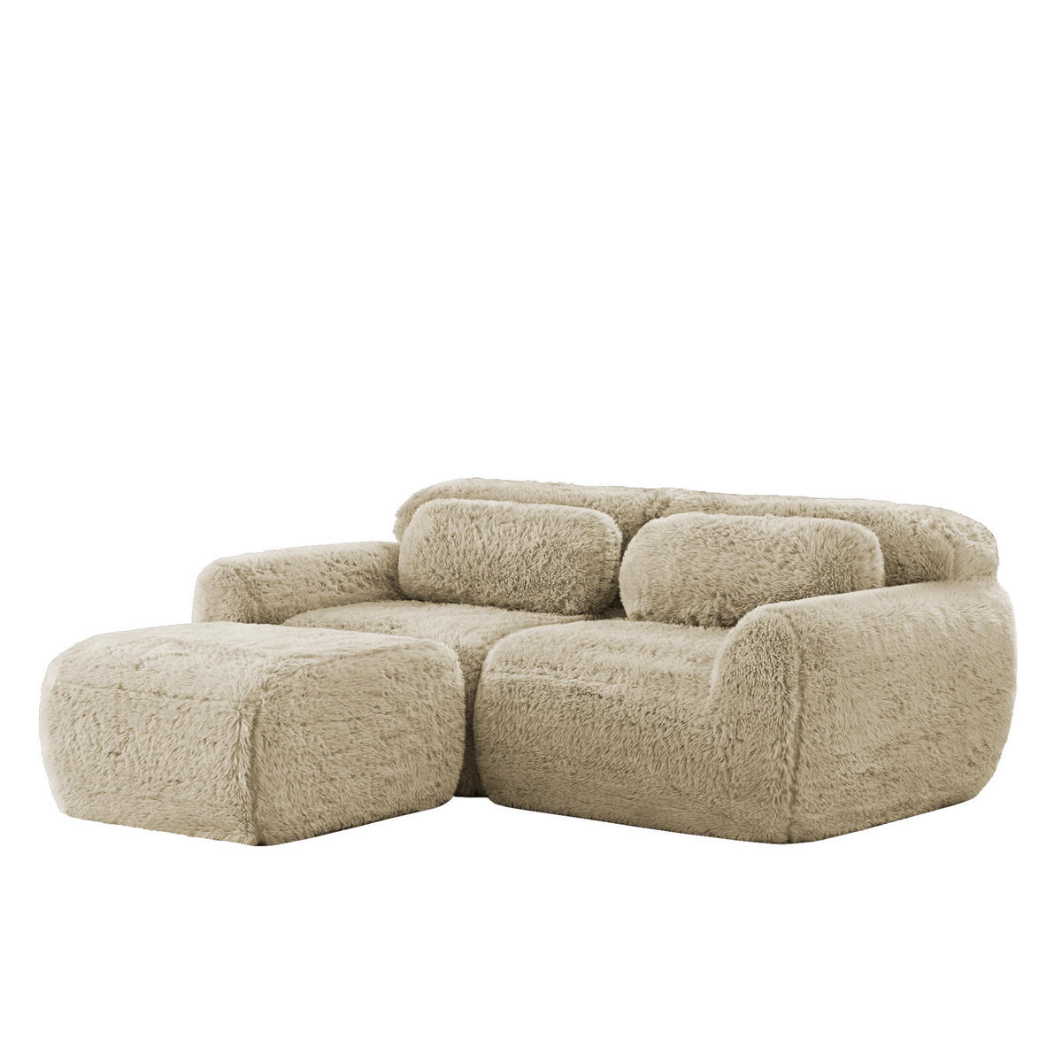 SOFA modular L-Form 2-Sitzer Plüsch Light Khaki - Braun, Kunststoff (179/204.1cm) - Meubliv