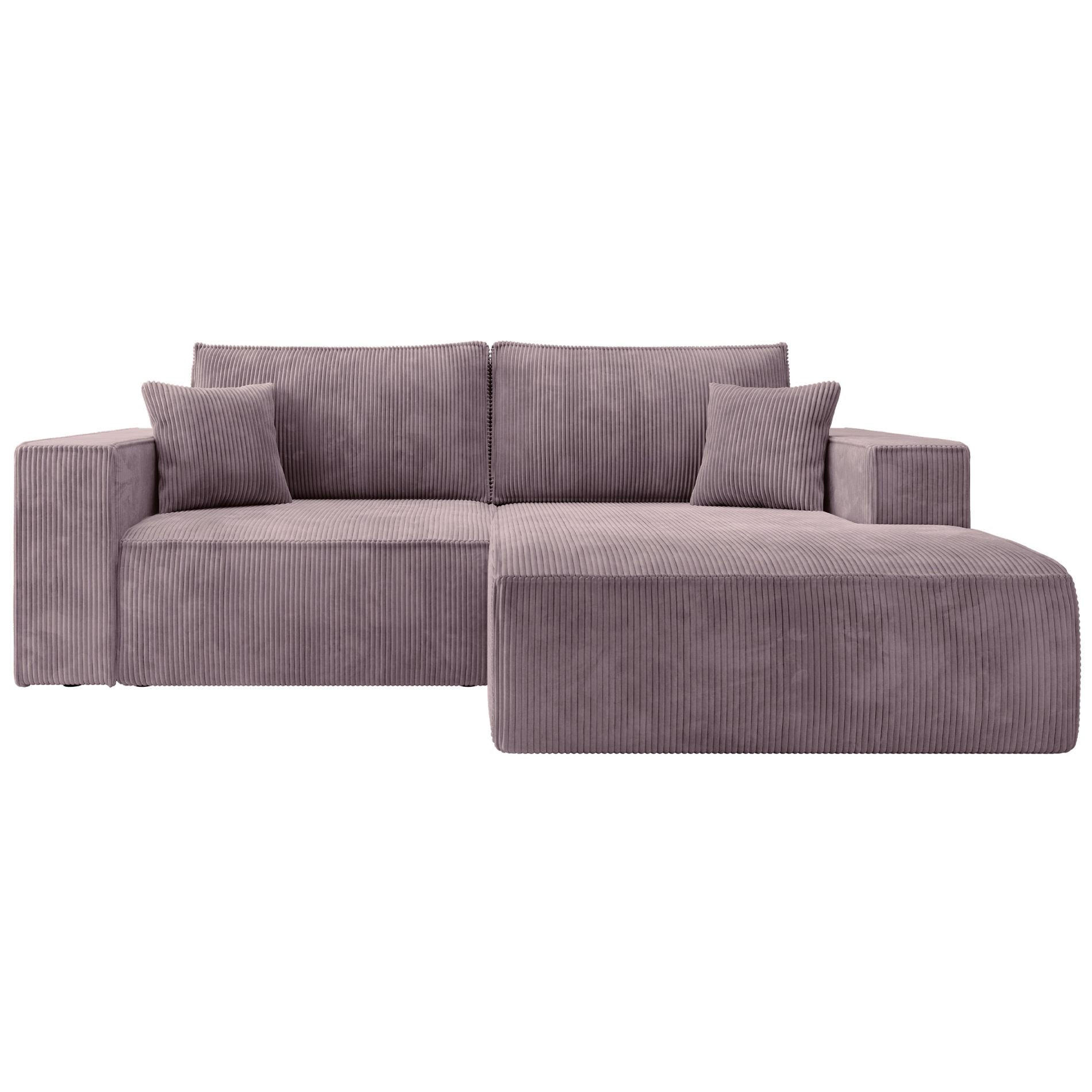 ECKSOFA Farese Mini mit Cordbezug Mauve, rechts - Flieder/Schwarz, Textil (167/240cm) - Selsey