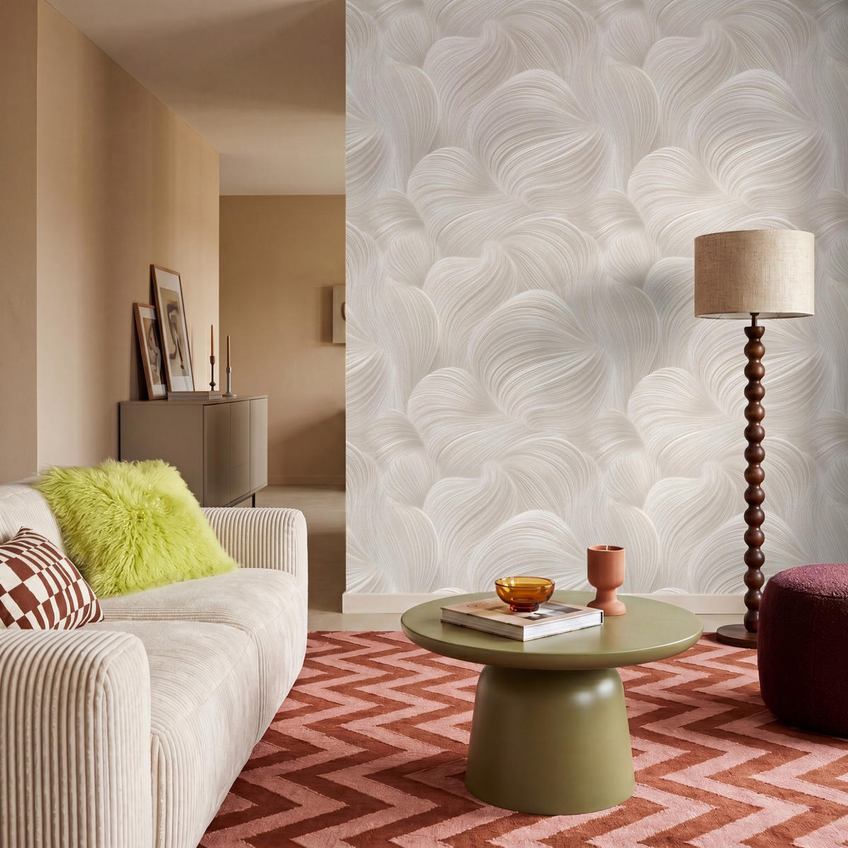 TAPETE - Lines - Ventilator - Beige - 160x200 cm - Creme, Papier (160/200cm) - OnlyWow