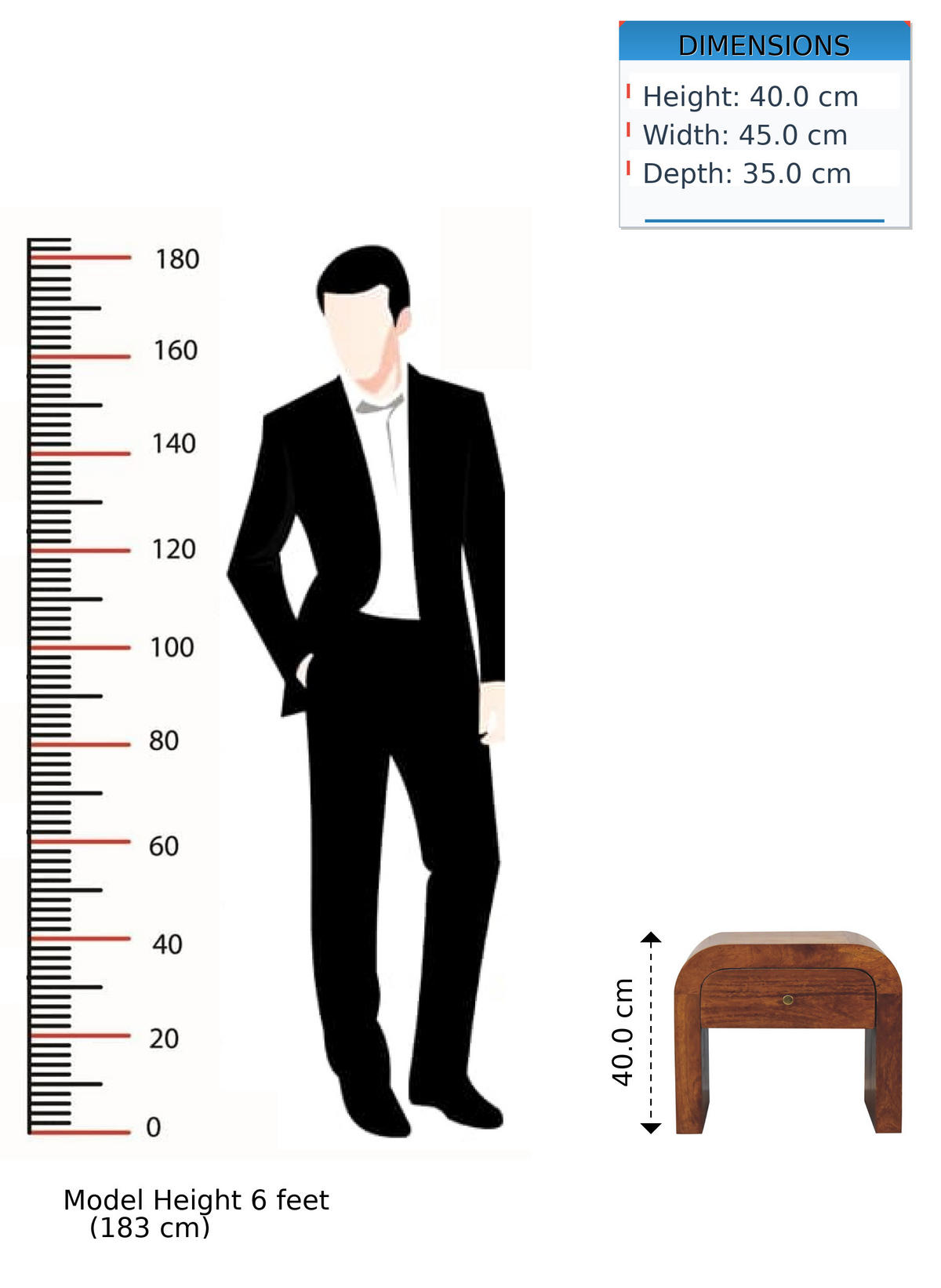 NACHTTISCH mit 1 Schublade - Kastanienfarben/Messingfarben, Holz/Metall (45/40/35cm) - Artisan Furniture