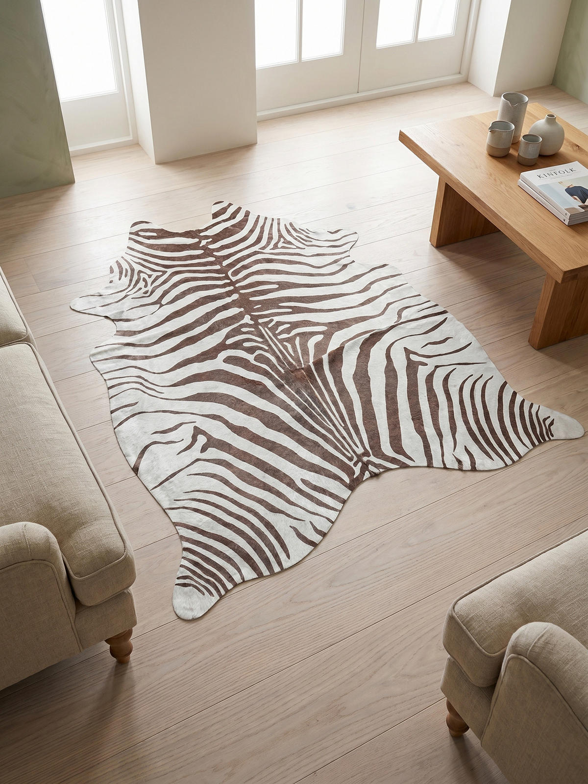 TEPPICH Flachgewebe GASTEIN in Braun, in Tigerfell-Optik, 100 x 135 cm - Braun, Textil (135/100cm) - KADIMA DESIGN