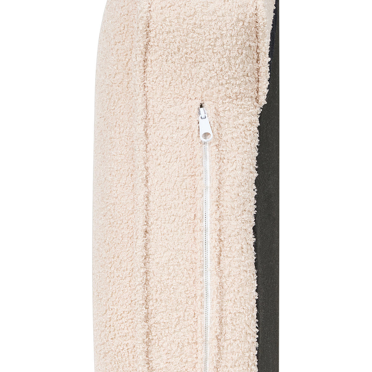 ČALOUNĚNÉ LEHÁTKO CHAISE LONGUE Bouclé světle béžové pravostranné Allier - černá/béžová, textil (150/75/76cm) - Beliani