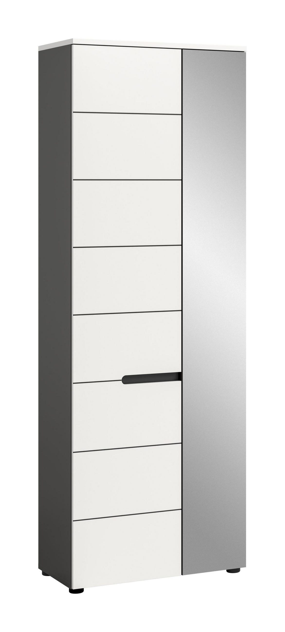 GARDEROBENSCHRANK CANU (B/H/T: ca. 65/190/37 cm) in Basalt grau/weiß - Anthrazit, Holzwerkstoff (65/190/37cm)