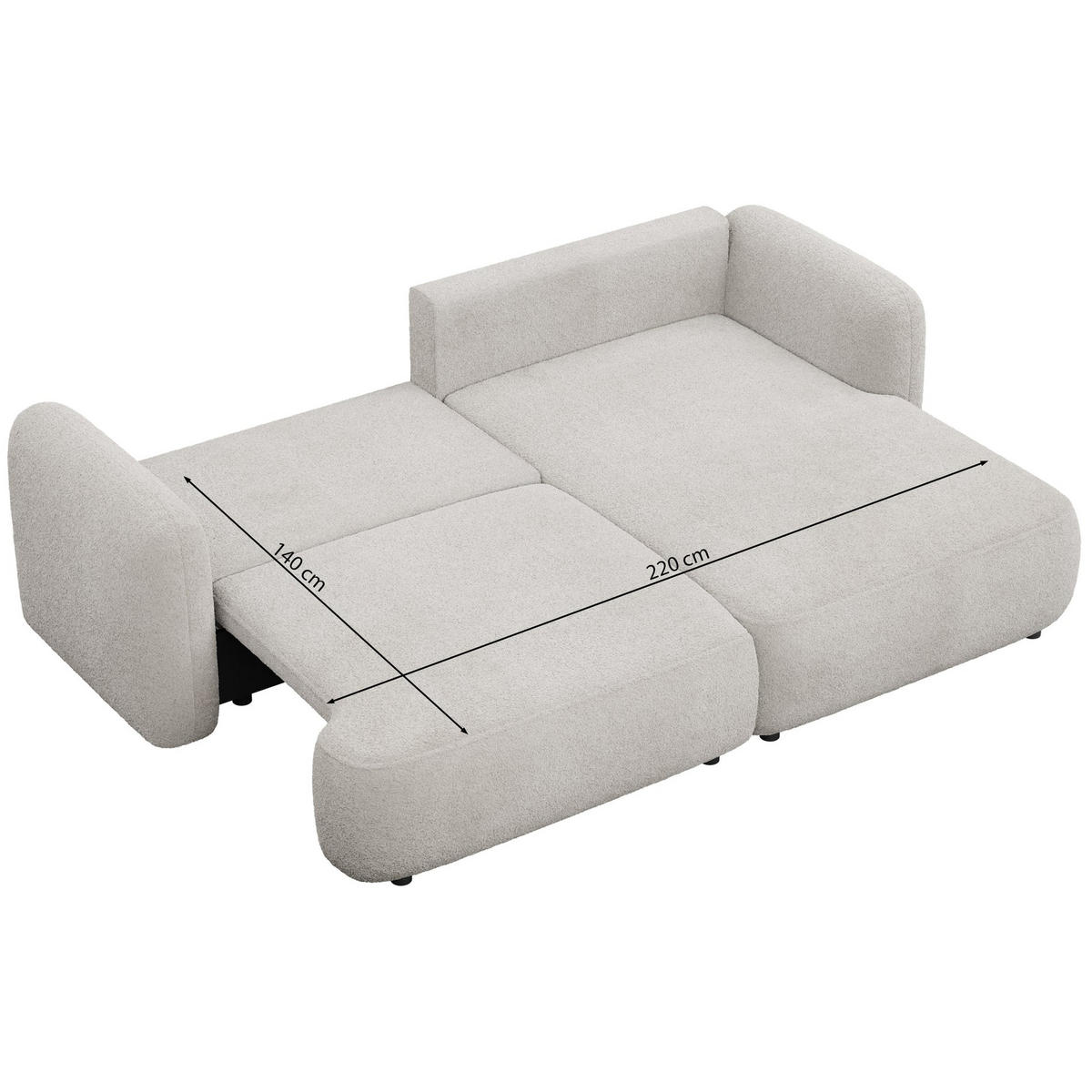 ROHOVÁ pohovka Tvoya, světle šedé bouclé - černá/světle šedá, textil/plast (267/175cm) - Selsey