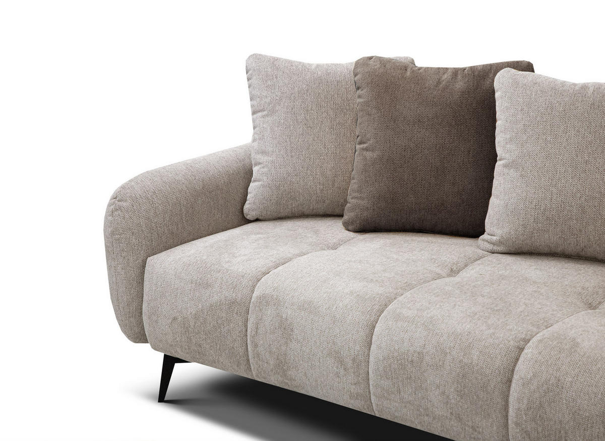 ECKSOFA EVENTO 5-Sitzer, beige - Beige/Schwarz, Holzwerkstoff/Textil (266/206cm) - Courtois Laville