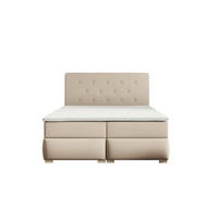 BOXBETT LUPIN, 160 x 200 cm, Double Bed für Schlafzimmer, Elegant Matratze und Bettkasten, Beige - Beige, Holz/Textil (160/200cm) - Trada