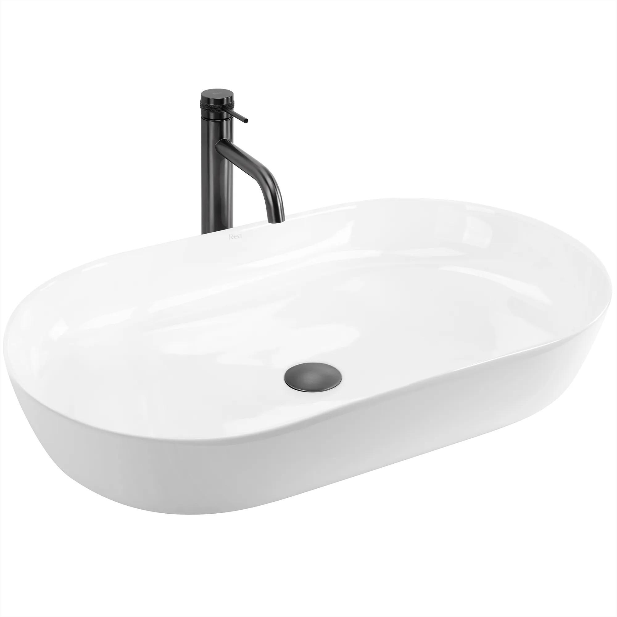 REA Aufsatzwaschbecken Weiß 39.5x13x70 cm
