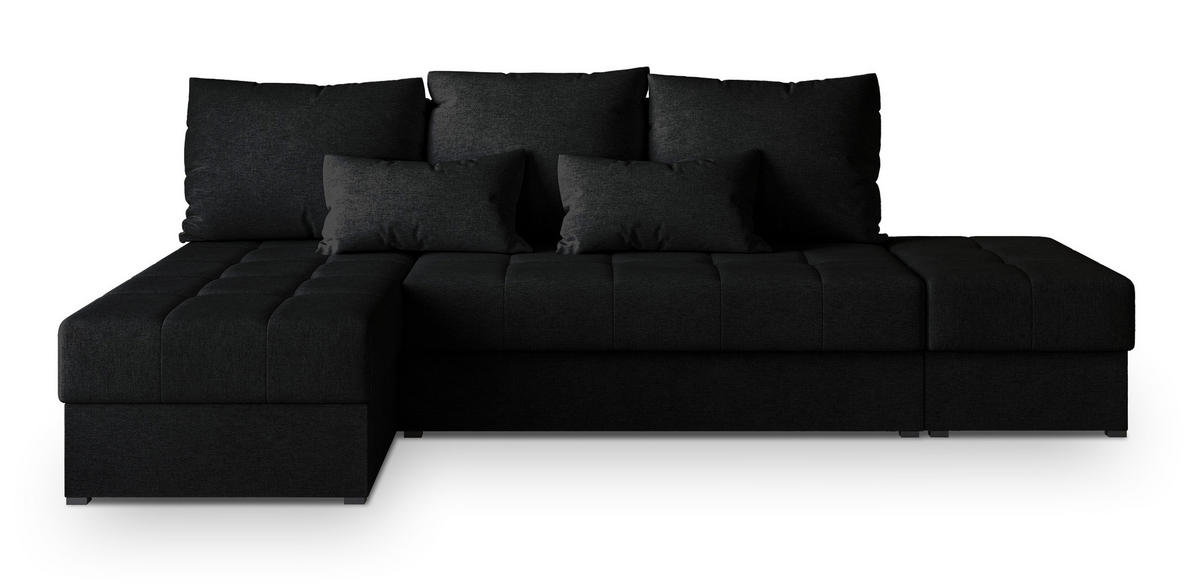 ROHOVÁ SEDAČKA NORVI černá - šedá/černá, dřevo/textil (251/143cm) - MASSENO