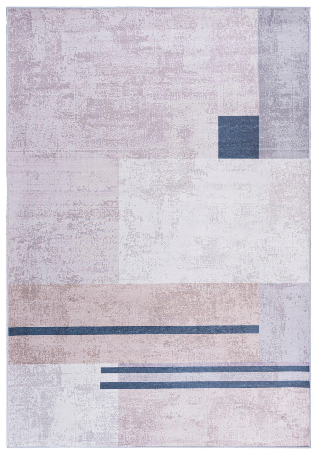 TEPPICH Beige Modern Geometrisch - Kurzflor Rechteckig, Modern, Stilvoll - 200 x 300 cm - Blau/Beige, Textil (200/300cm) - Mazovia
