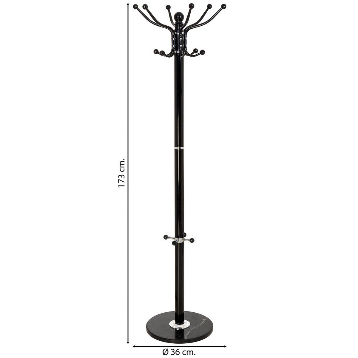 GARDEROBE aus metall 36x173cm - Schwarz, Metall (36/173/36cm) - Wanderlust