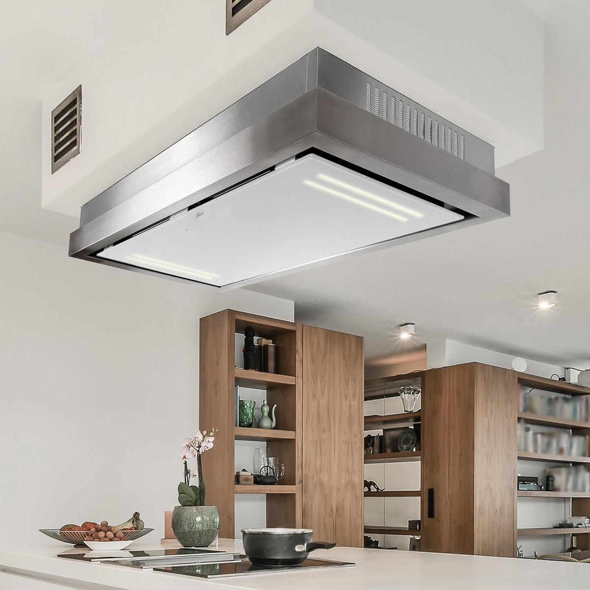 DUNSTABZUGSHAUBE GCH C 343 IS 120 WH 120 cm Edelstahl/ Weiß - Silberfarben, Metall (120/17/60cm) - Gurari