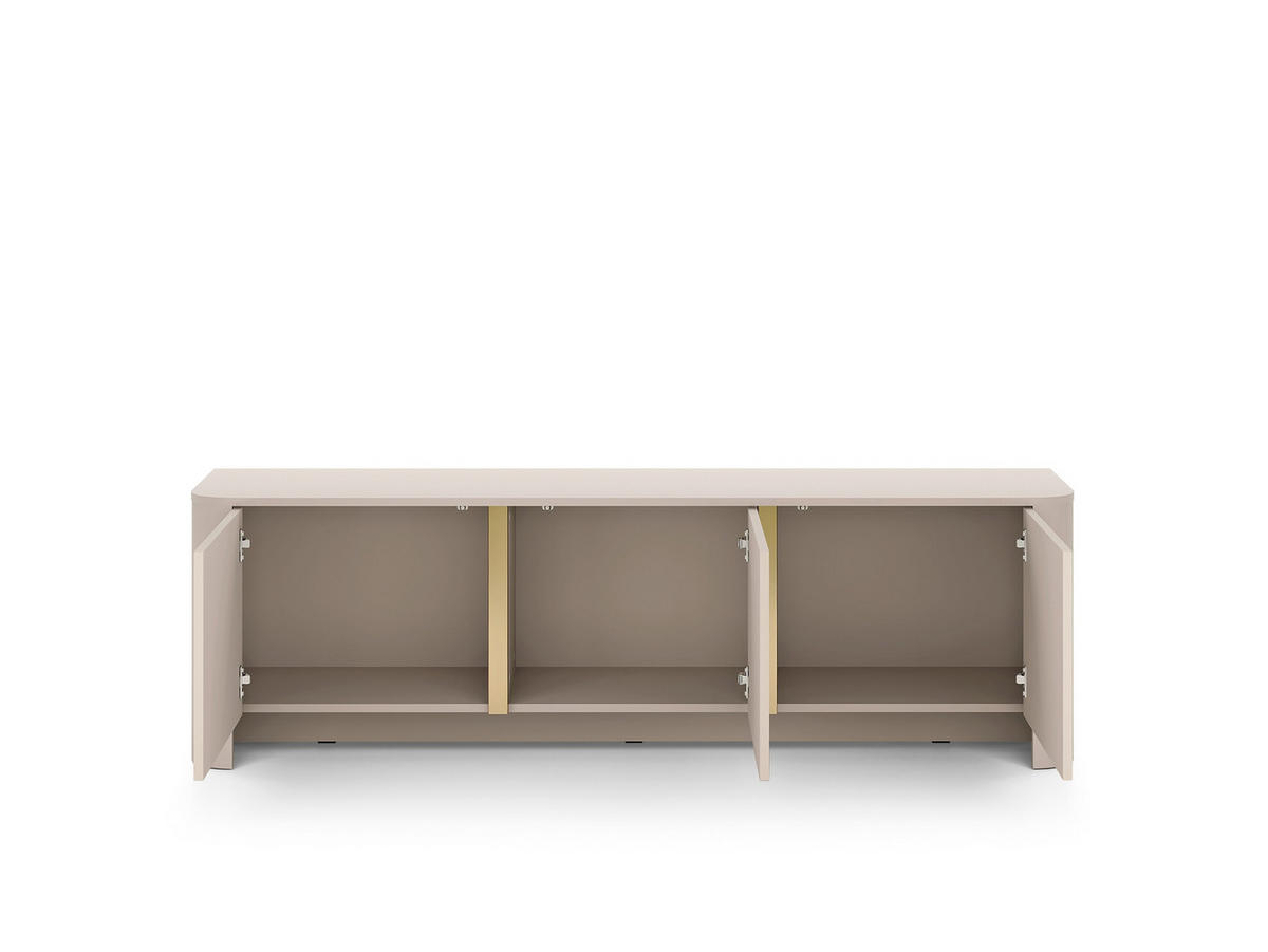 RTV-SCHRANK Fari Kaschmir, Dreitüriger TV-Tisch - Kaschmir/Schwarz, Holzwerkstoff (168/52/39cm) - Bettso