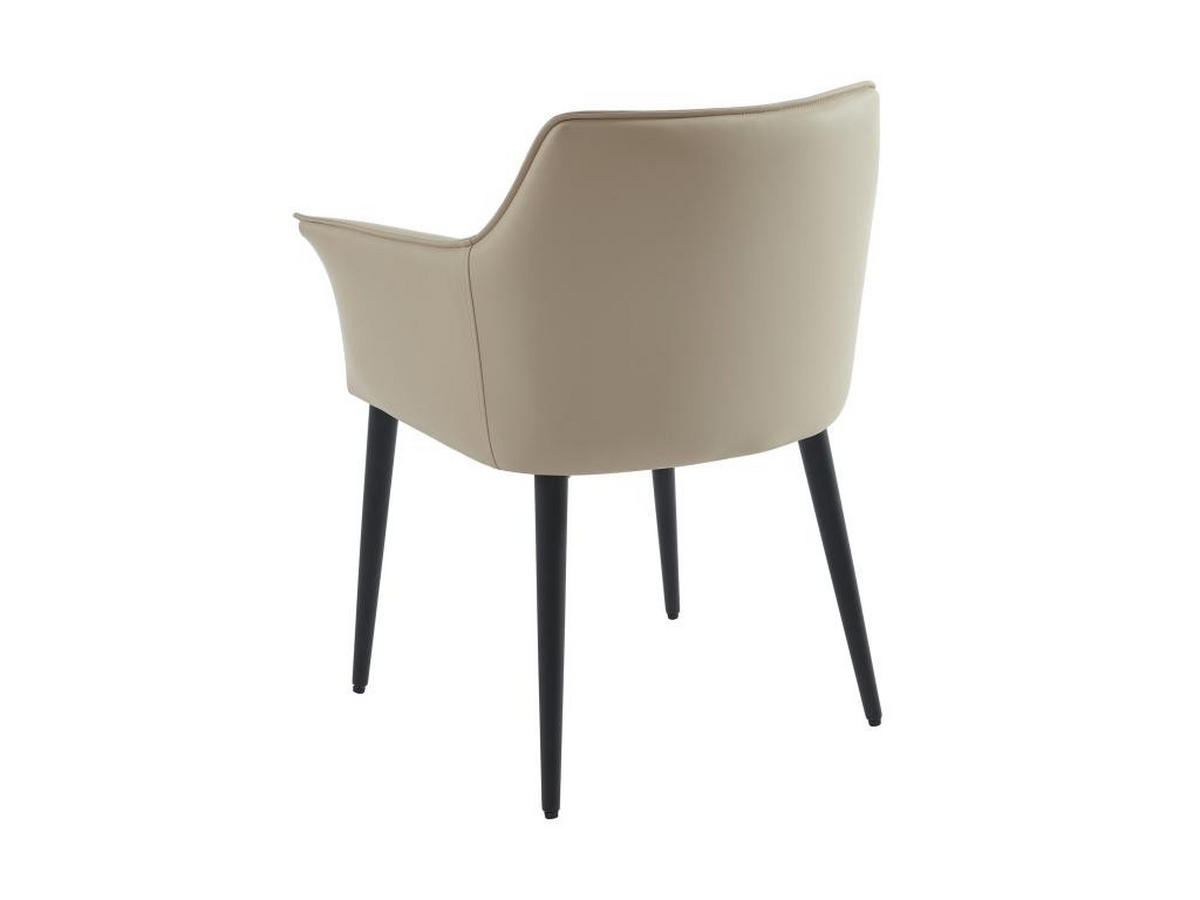 STUHL mit Armlehnen 6er-Set - Kunstleder & schwarzes Metall - Beige - MIALOV - Beige, Leder (57/78/61.5cm) - Vente-Unique