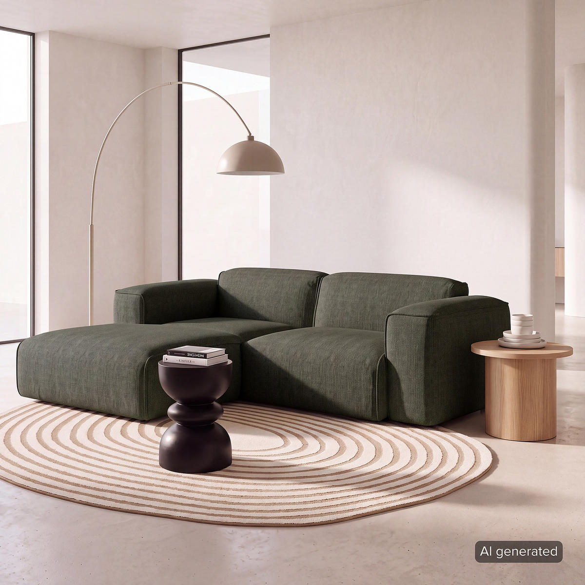 ECKSOFA mit XL-Longchair - Schwarz/Grau, Kunststoff/Textil (260/171cm) - home24