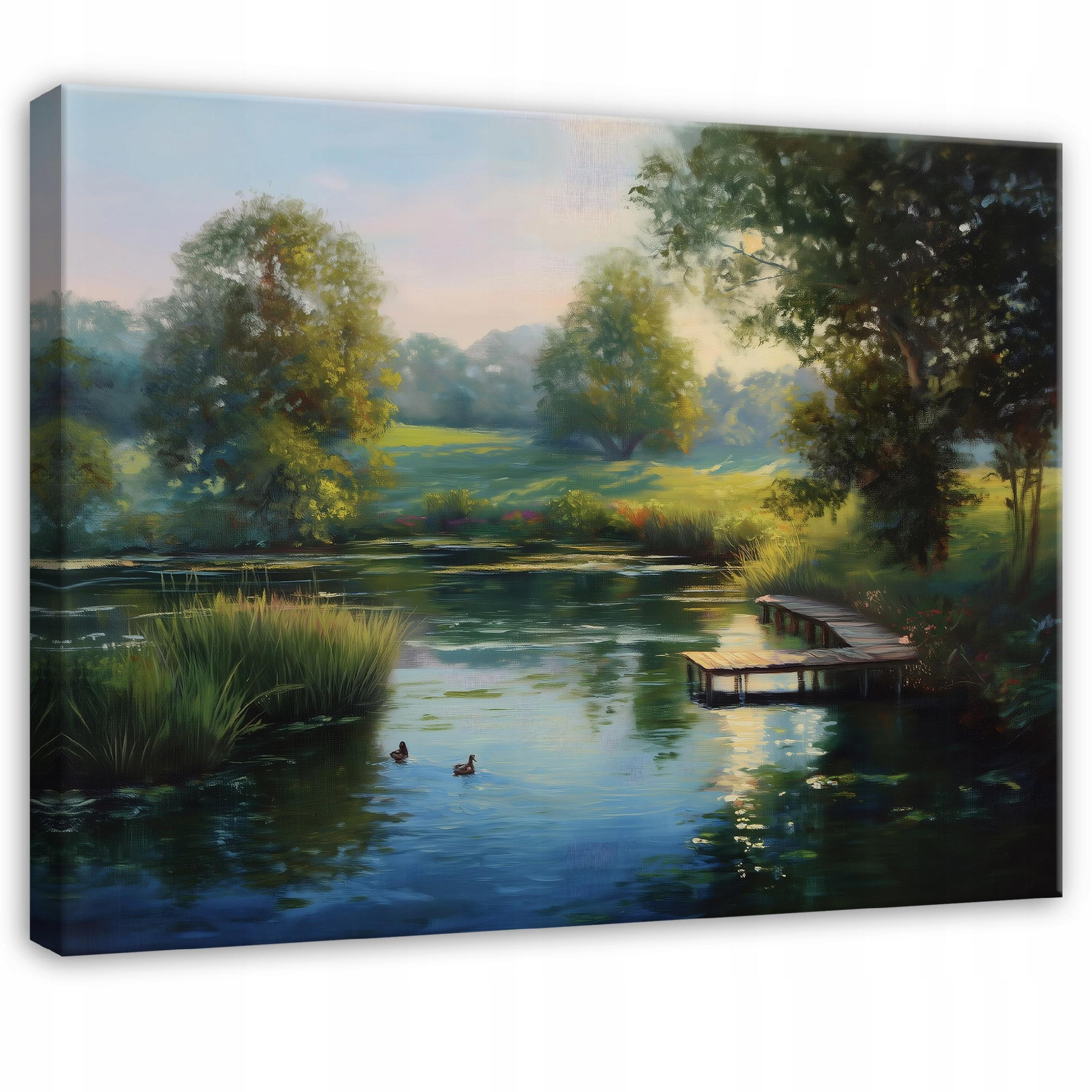 LEINWANDBILD See Wald Grün 100x70 cm - Multicolor, Holzwerkstoff (100/70cm) - Wallarena