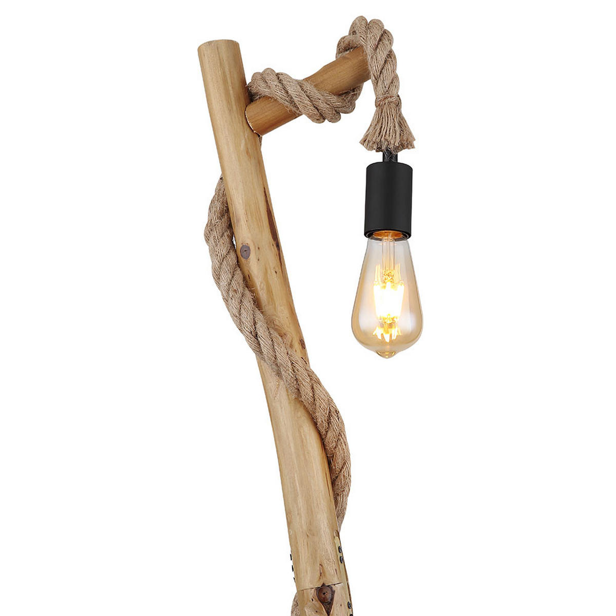 LED STEHLEUCHTE Holz Braun Metall - Braun, Holz (42.5/30/150cm) - Globo Lighting