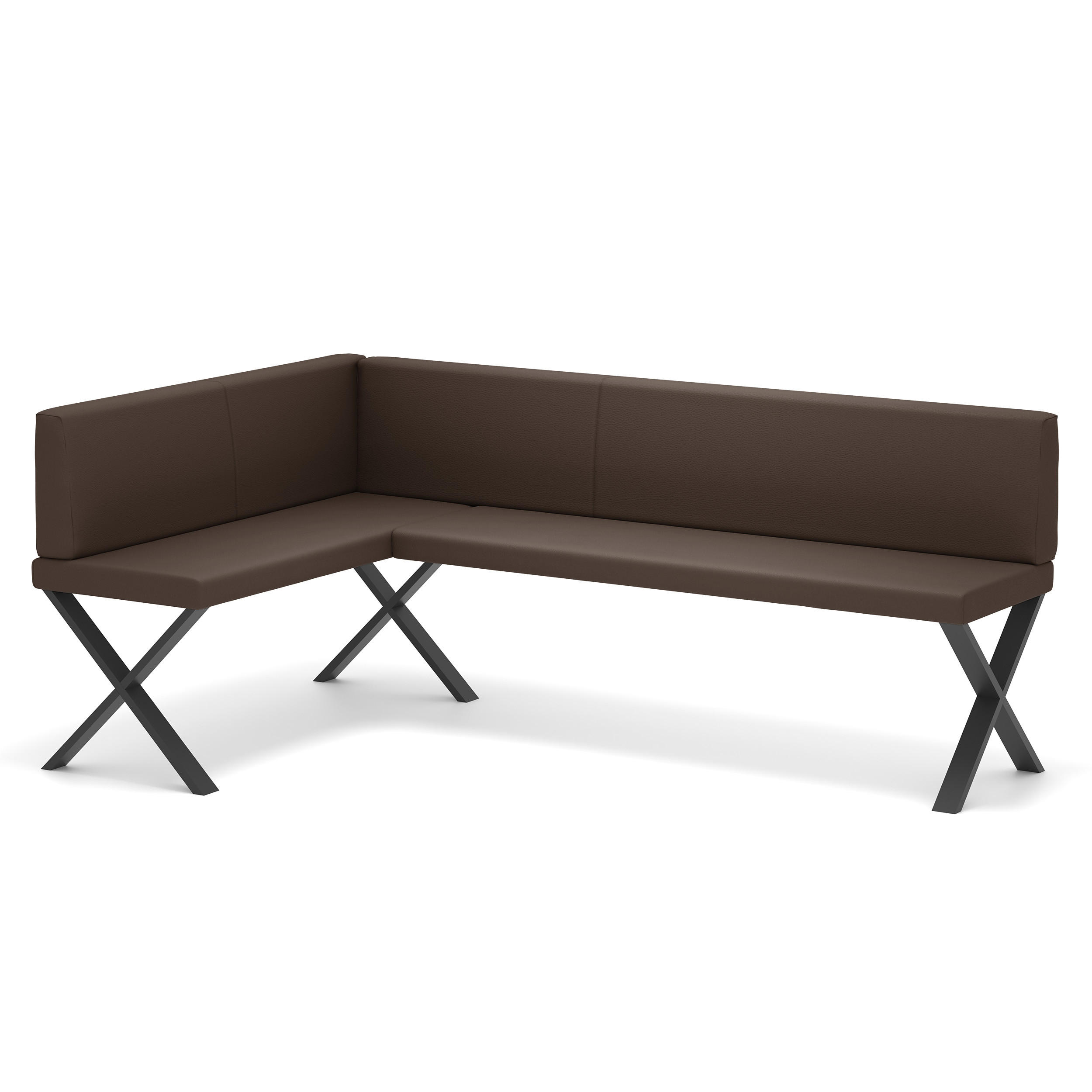 ECKBANK links VERO X Kunstleder glatt, 128/168 cm Braun - Braun, Kunststoff/Textil (128/168cm) - Idohome