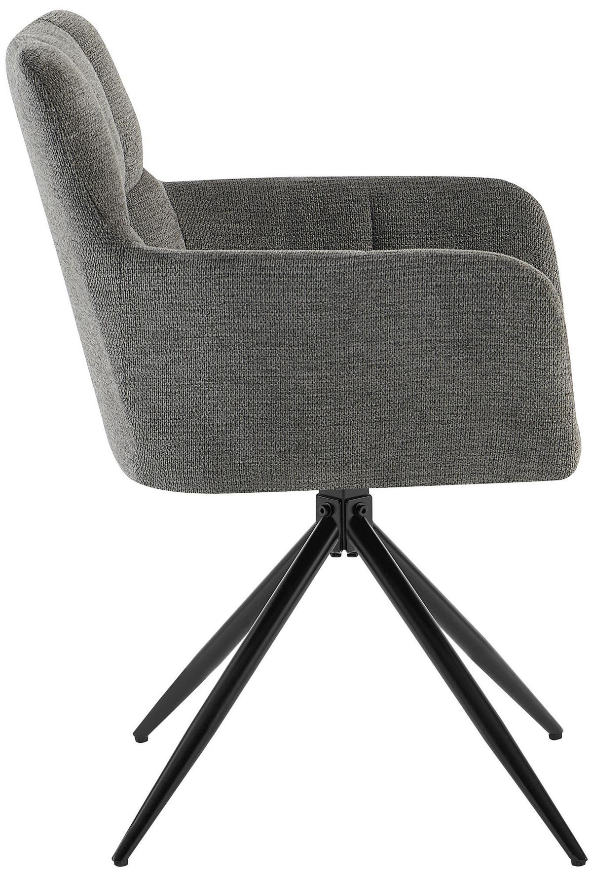 ARMLEHNENSTUHL 2er Set Stoff Dunkelgrau - Dunkelgrau/Schwarz, Textil/Metall (59/87/59cm) - CLP