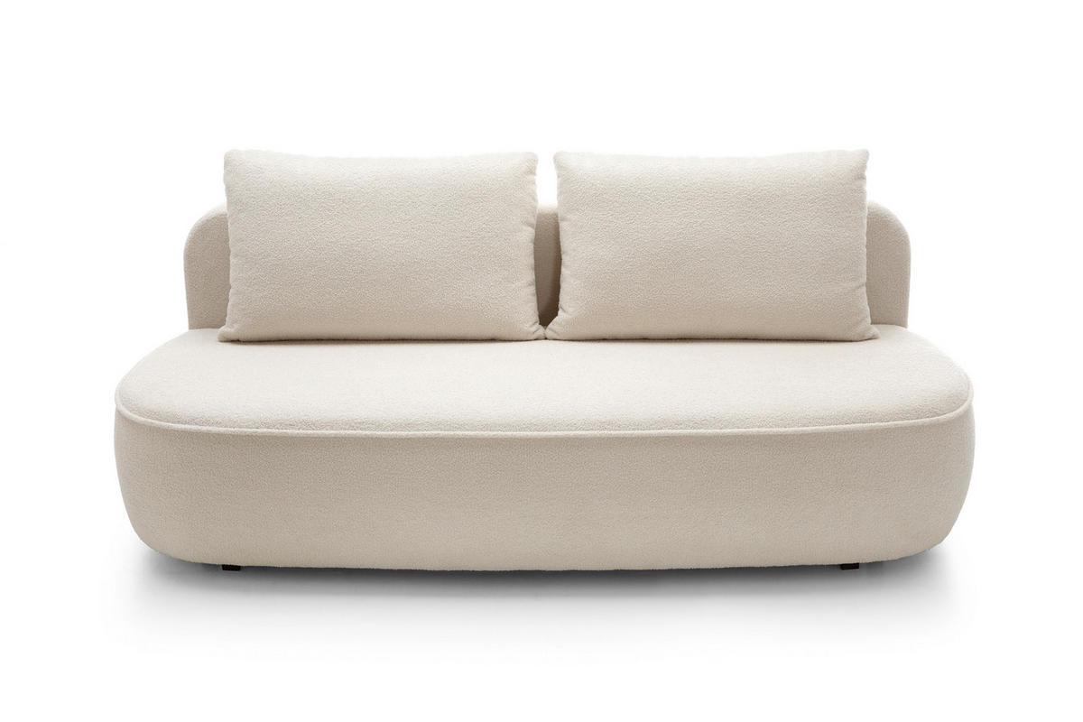 BETTSOFA KIRA Creme Chenille-Stoff mit Schlaffunktion - Creme, Textil (100/88/212cm) - MASSENO
